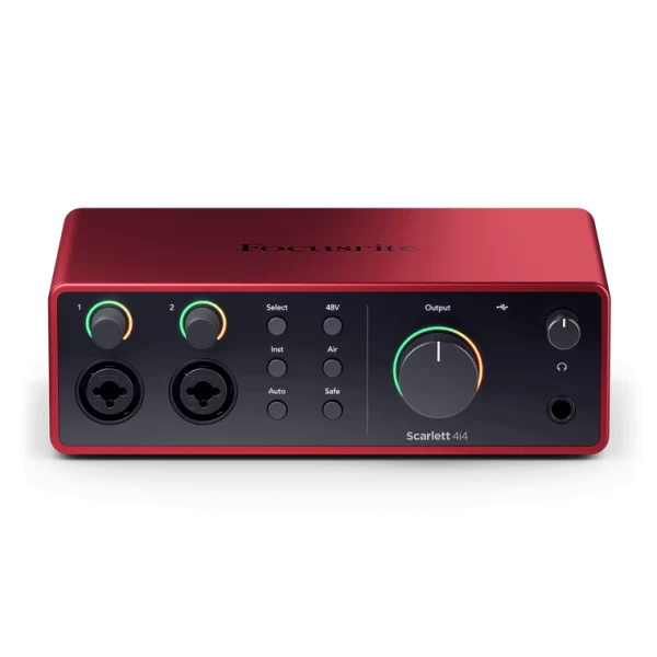 Interfaz de audio Focusrite Scarlett 4i4 vista frontal