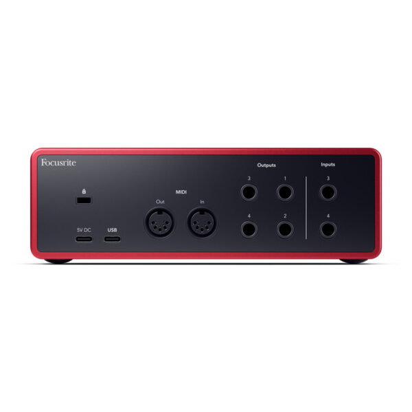 Interfaz de audio Focusrite Scarlett 4i4 vista trasera