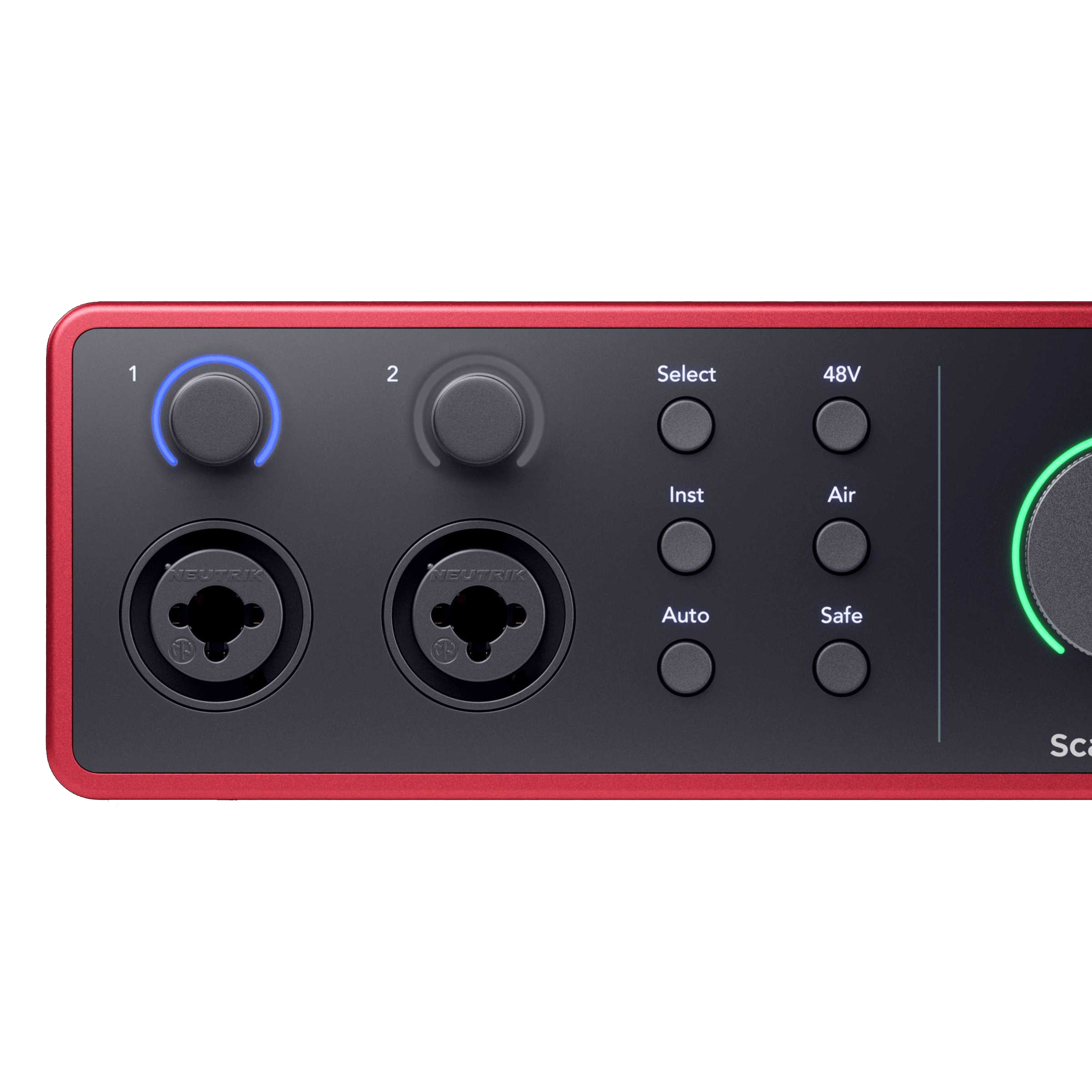 Interface de audio Focusrite Scarlett 4i4 vista detallada